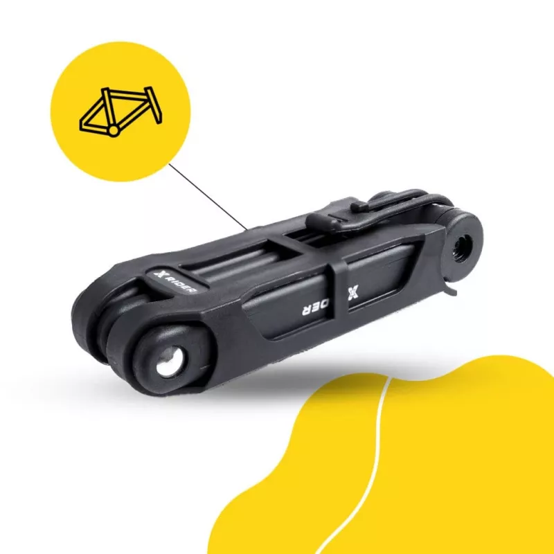 Lucchetto pieghevole per bicicletta MANTA XR00FL01 – design segmentato per montaggio sul telaio