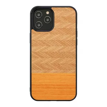 Custodia per cellulare Man and Wood per iPhone 12 / 12 Pro — motivo a spina di pesce, nero