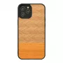 Custodia per cellulare Man and Wood per iPhone 12 / 12 Pro — motivo a spina di pesce, nero