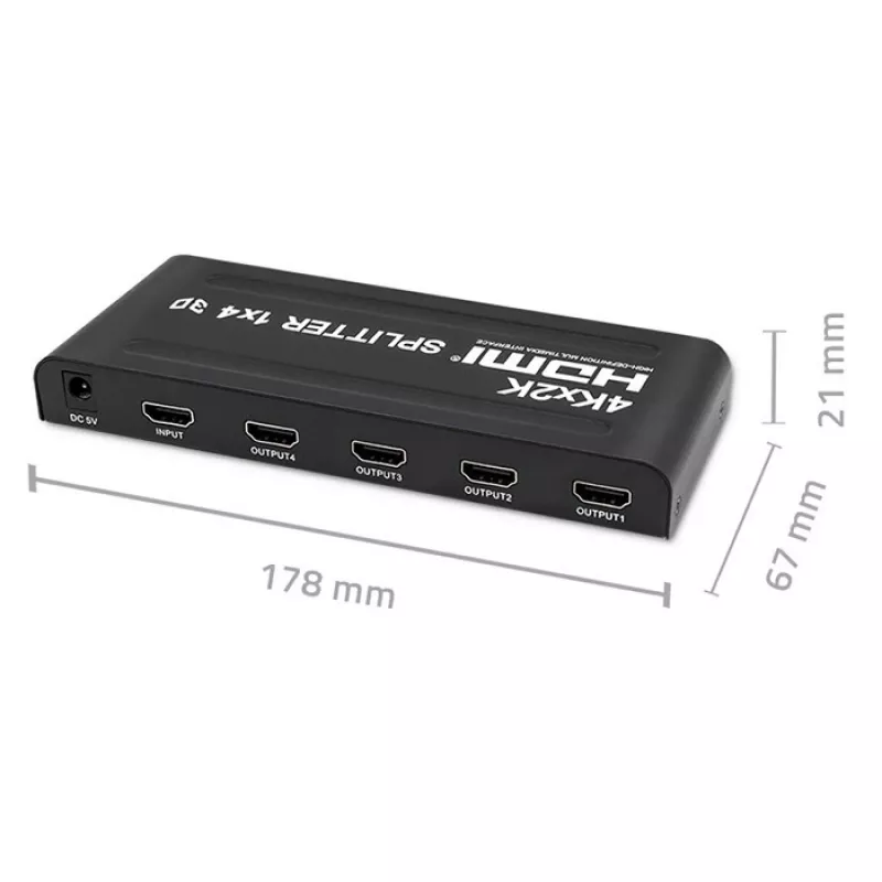 Qoltec 51798 splitter HDMI attivo 4 x HDMI 4K x 2K | 3.4Gb/s