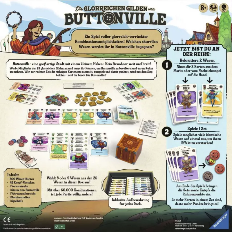 The Glorious Guilds of Buttonville, gioco di carte