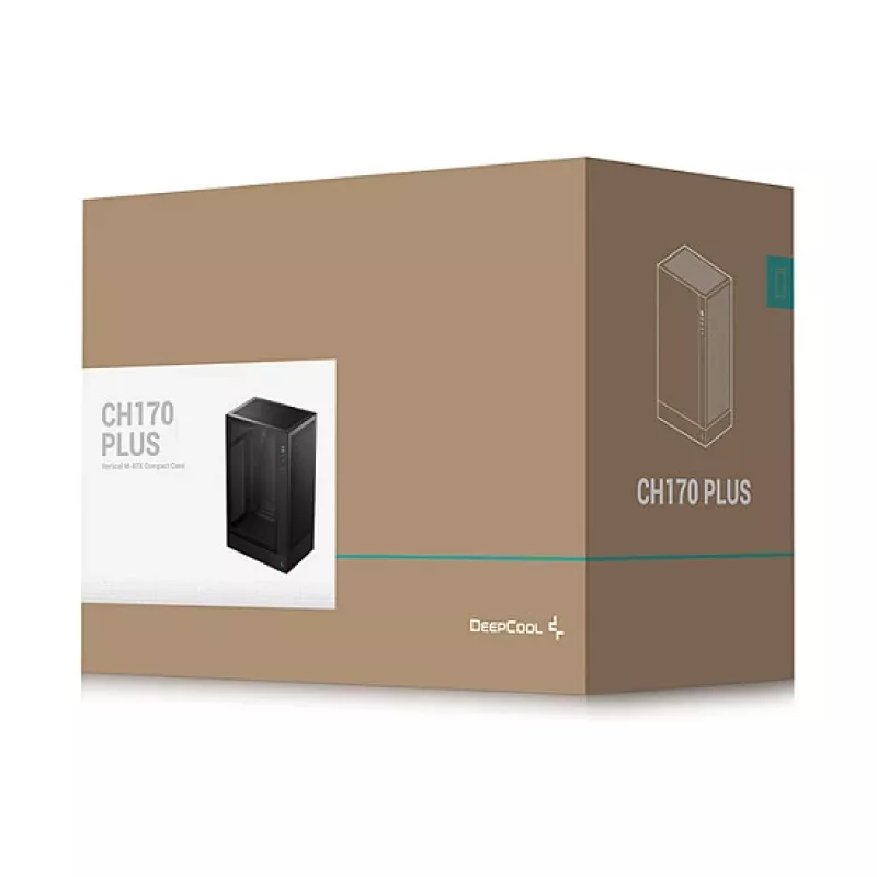 Case PC DeepCool CH170 PLUS Tower nero – micro-ATX/mini-ITX, vetro temperato, USB-C, alimentatore in alto