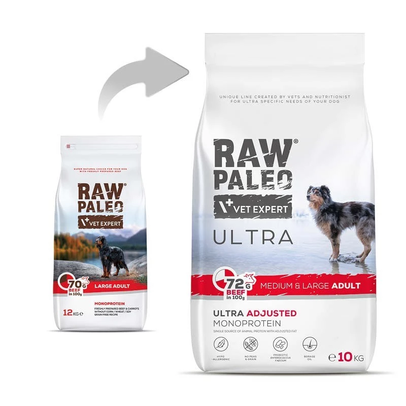 RAW PALEO Ultra Medium&Large Adult manzo - cibo secco per cani - 10 kg