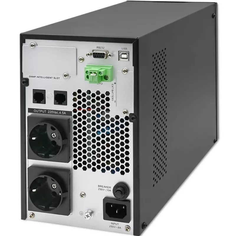 UPS Qoltec gruppo di continuità | 1kVA | 1000W | fattore di potenza 1,0 | LCD | EPO | USB | Online