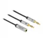 Delock - adattatore per cuffie - mini-phone stereo 3,5 mm 4 poli femmina a mini jack stereo maschio - 27 cm - nero (66740)