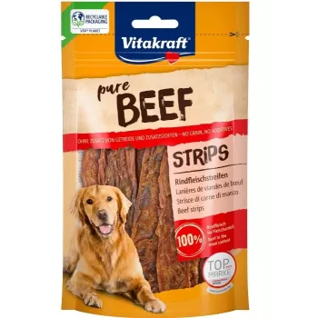 Snack per cani Vitakraft Pure Beef Strips 80 g – manzo monoingrediente, senza cereali, senza glutine, adatto a tutte le razze