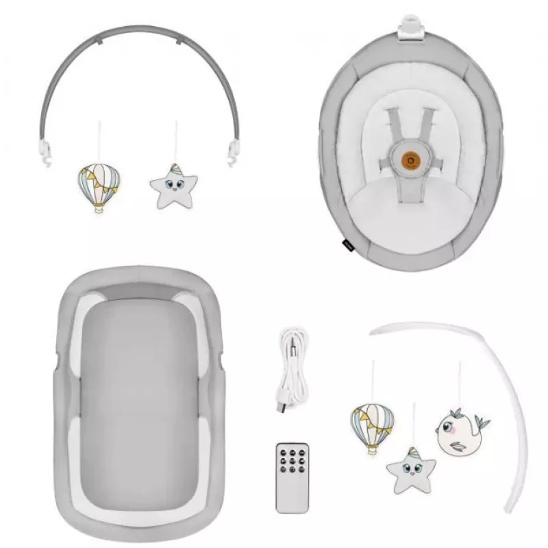 Culla / culla a dondolo Lionelo Bella Set grigio cemento – lettino per neonati con funzione dondolo