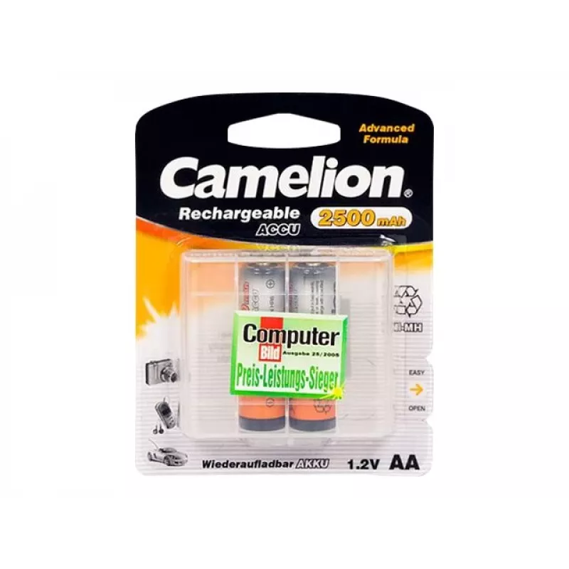 Batterie ricaricabili Ni‑MH AA/HR6 CAMELION 2500 mAh, 2 pezzi