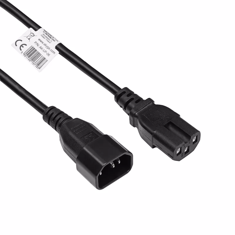 Cavo di alimentazione server Akyga AK-UP-06 IEC C14 a C15, 1,8 m, nero