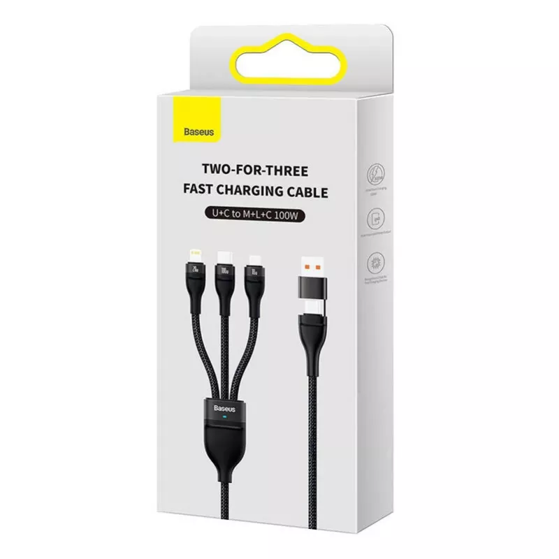 Cavo USB Baseus CASS030101 1,2 m USB-A/USB-C USB-C/Micro-USB-B/Lightning nero