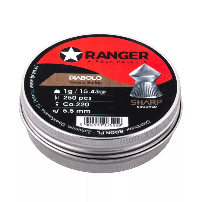 5,5 mm RANGER Diabolo Professional Sharp Grooved Point 250 pallini
