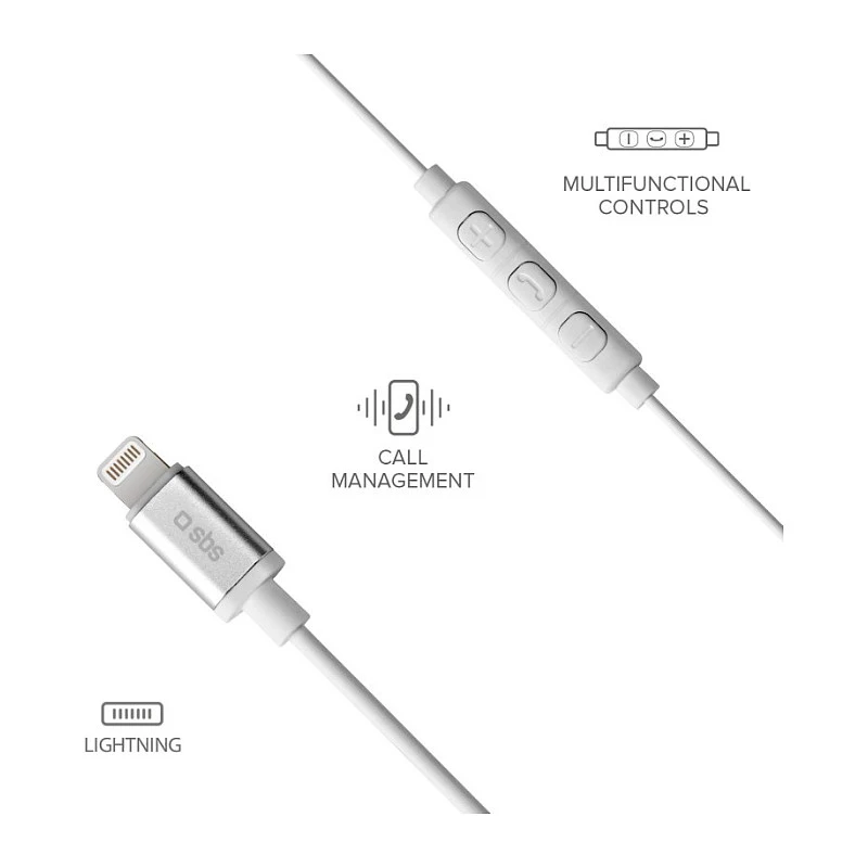 SBS TEINEARLIGHTW - cuffie - in-ear - chiamate e musica - bianco - pulsante - pulsanti