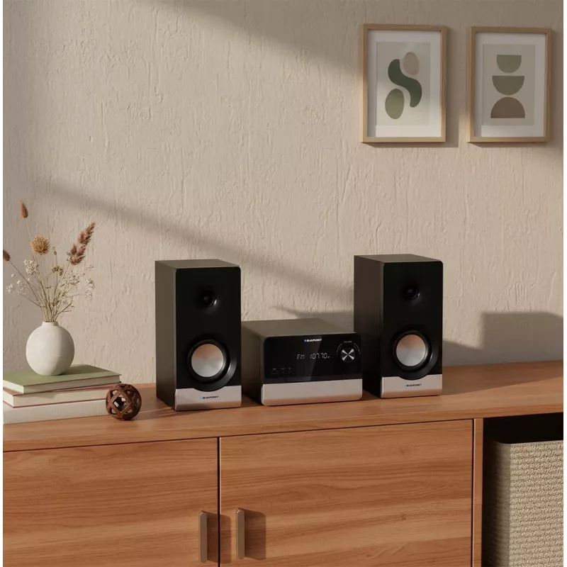 Microsistema audio per la casa BLAUPUNKT MS40.2BT — 2×50 W RMS, Bluetooth, CD, USB, HDMI ARC, ingresso ottico, display LED (nero)