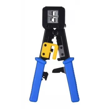 Pinza crimpatrice Alantec NI040 per connettori RJ-45, struttura in acciaio, impugnature in plastica, nero/blu