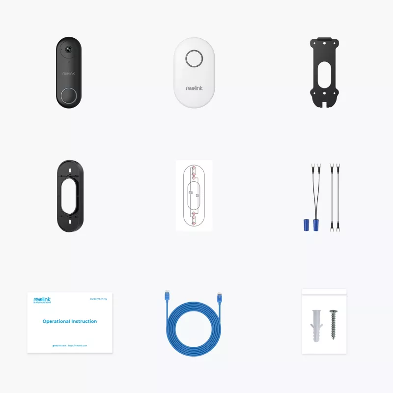 Reolink D340P - videocitofono cablato 5MP con campanello, PoE, rilevamento persone, audio bidirezionale, compatibile con NVR