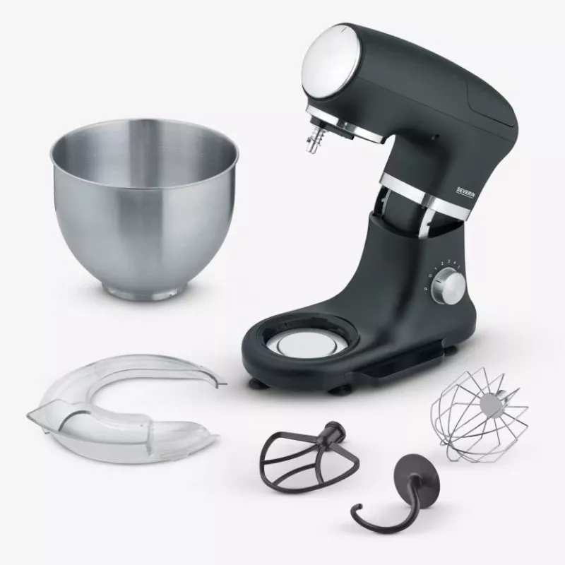 Robot da cucina Severin KM 3898 1000 W 5,5 L nero acciaio spazzolato argento