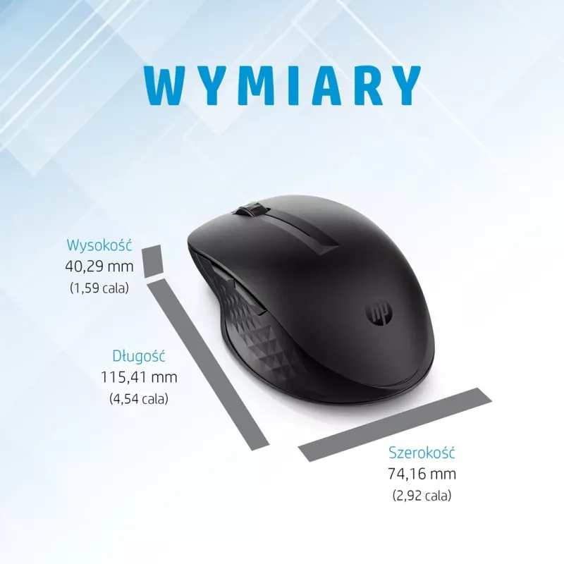 HP 435 mouse wireless multi-device, per destrimani e mancini, RF Wireless + Bluetooth, 4000 DPI, nero