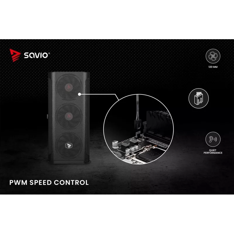 SAVIO BLADE X1 set di ventole, 3 x 120 mm, PWM a 4 pin, nero