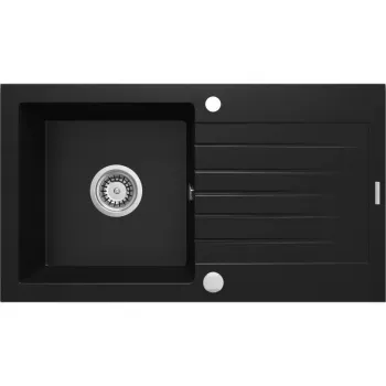 1-BECKEN lavello in granito con gocciolatoio DEANTE nero ZORBA