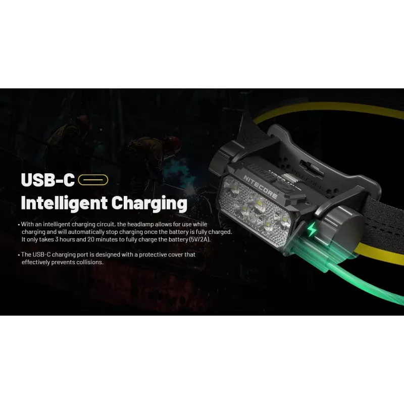 Nitecore HC70 UHE torcia frontale, 1600 lm, 6 LED, IP68, ricaricabile via USB, alluminio, 172 g, nera