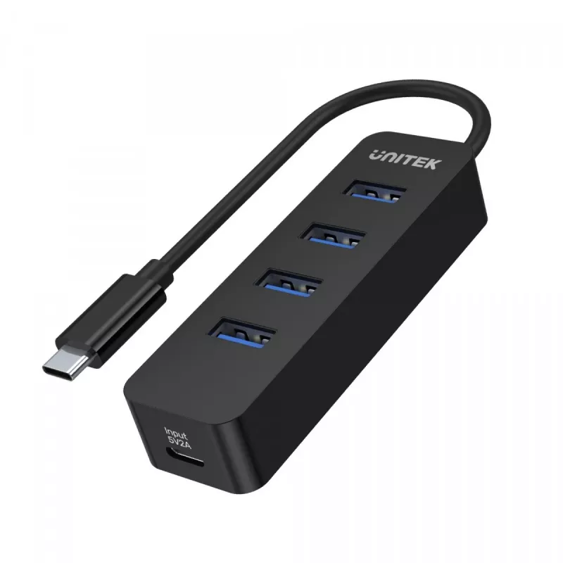 Hub USB Unitek uHUB Q4 – hub 4 porte USB 3.2 Gen 1 (Type-A), host USB-C, 5 Gbit/s, 10 W, nero