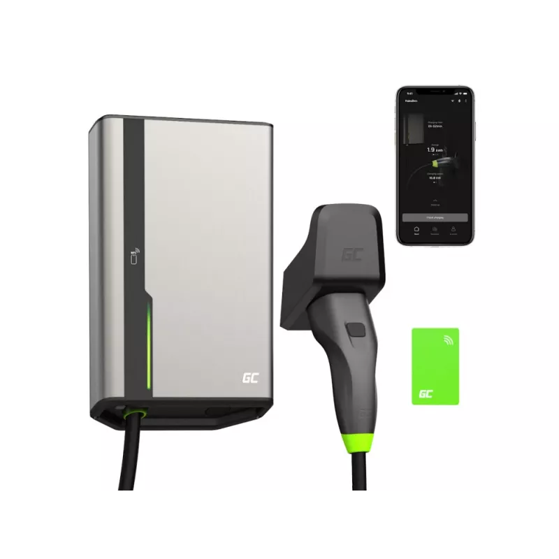 Wallbox Green Cell GC EVGC021B2275 3,6-22 kW 7,5 m NFC grigio alluminio