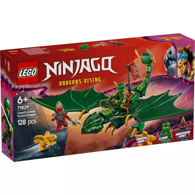 Giocattolo da costruzione LEGO NINJAGO 71829 Drago della foresta verde di Lloyd, 128 pezzi, 2 minifigure, da 6 anni