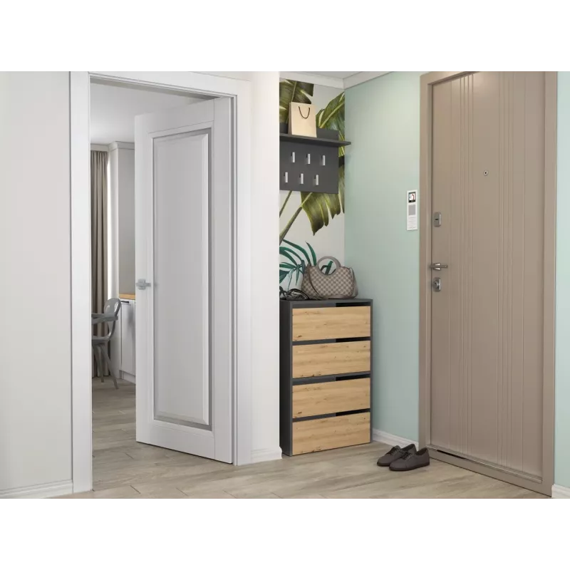 Scarpiera chiusa Top E-Shop MODO ANT/ART — antracite e rovere, truciolare