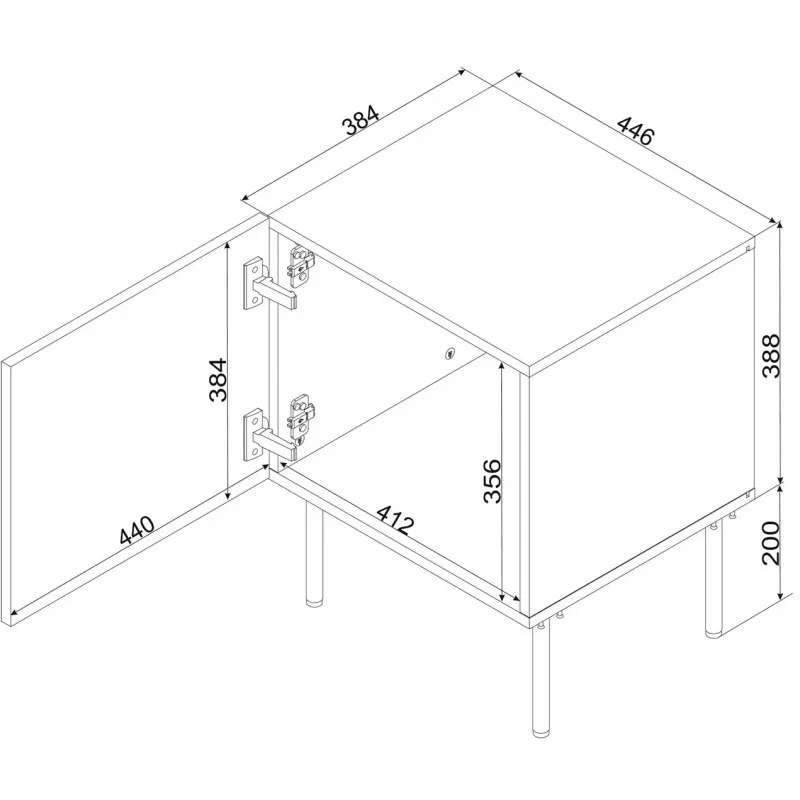 Set comodini 2 pz. Cama Meble ISLA 44,5×40×59 cm nero opaco MDF/truciolare
