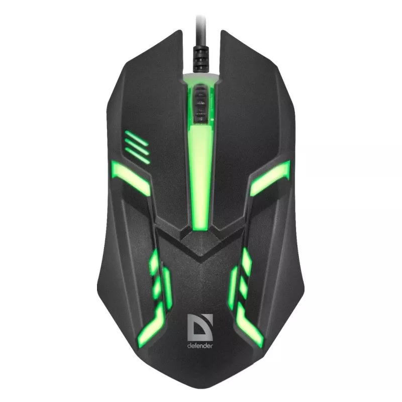 Mouse ottico con filo DEFENDER CYBER MB-560L — ambidestro, 1200 DPI, USB Type-A, 2 tasti, nero
