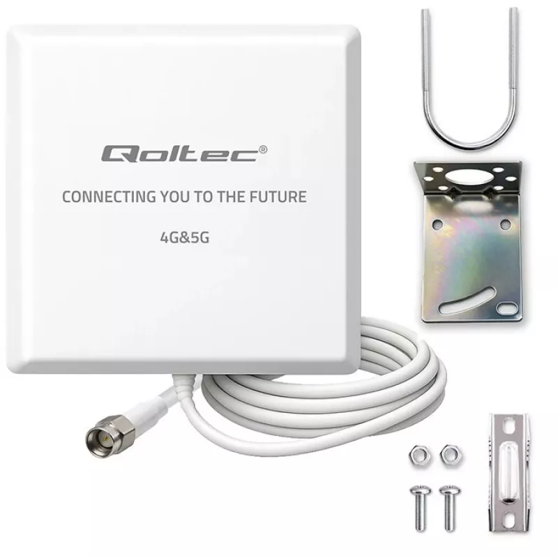 Antenna 4G/5G LTE esterna QOLTEC 9 dBi con connettore SMA e cavo 3 m