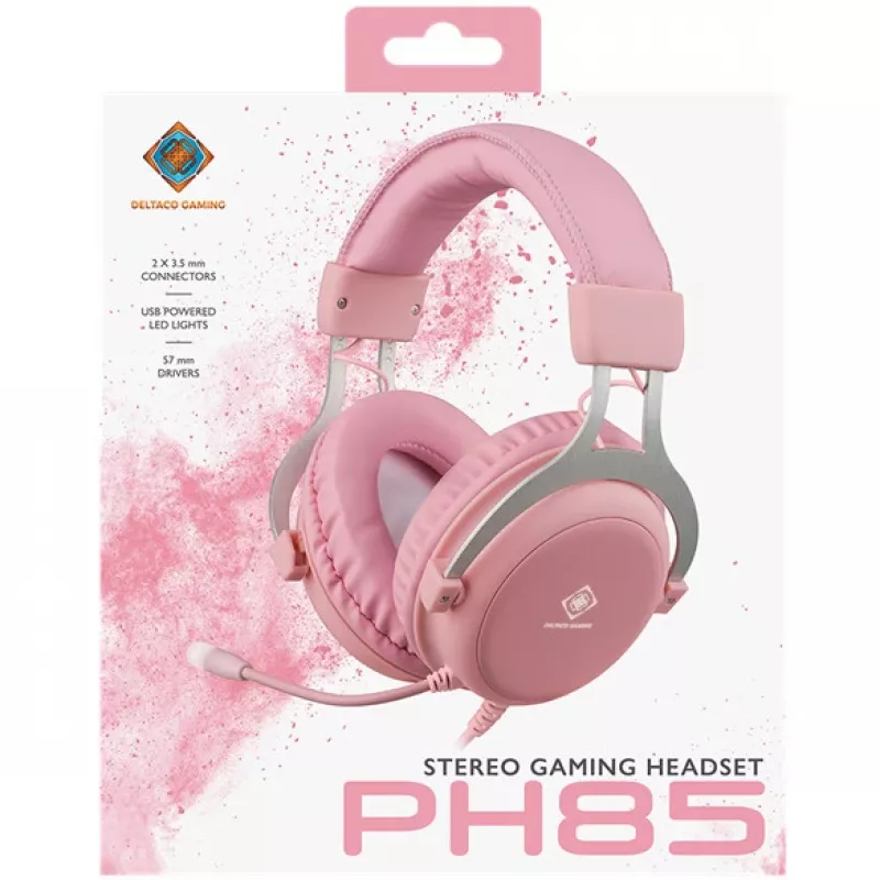 Deltaco GAM-030-P cuffie e headset con filo headband gaming USB Type-A rosa (GAM-030-P)