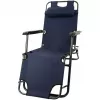 Sdraio da giardino pieghevole con cuscino Black Forest, blu navy