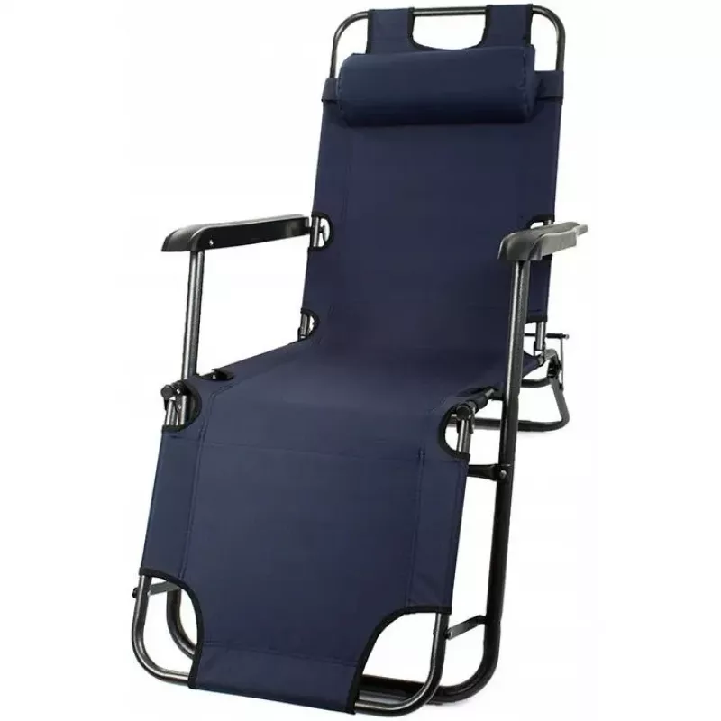 Sdraio da giardino pieghevole con cuscino Black Forest, blu navy