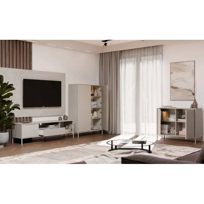 KAMARO 2D comodino stretto, colore cashmere
