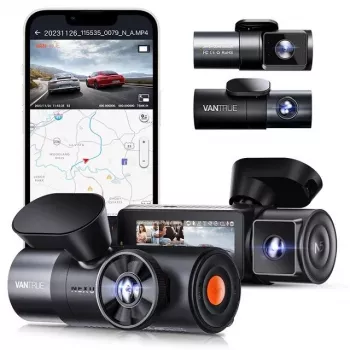 Videoregistratore per auto VANTRUE N5 Nexus 5 — dashcam 4 canali, camera principale 2592×1944, 160° anteriore/interna, GPS, WLAN, display IPS, MicroSD fino a 512 GB