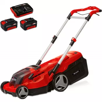 Tosaerba a batteria professionale RASARRO 36/38, 36 Volt (2x18 V) (rosso/nero, 2 batterie agli ioni di litio 4,0 Ah)