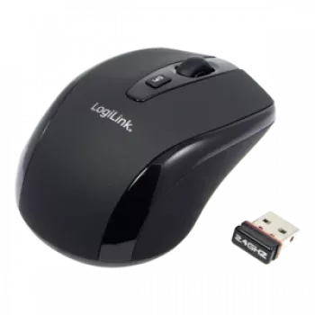 LogiLink Mouse ottico wireless 2,4 GHz Mini - Mouse - ottico - 3 tasti - wireless - 2,4 GHz - ricevitore wireless (USB) - Nero (ID0031)