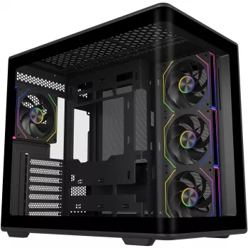 Elite 600 ARGB, case tower nero, 2x vetro temperato