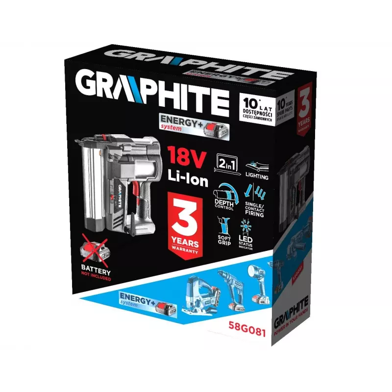 Graphite 58G081 Energy+ graffatrice a batteria 2 in 1, 18 V Li-Ion, senza batteria
