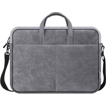 Borsa top loader DEFENDER Solid per laptop 15,6 pollici, poliuretano, grigio, manico, tracolla rimovibile