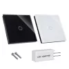Interruttore luce touch MACLEAN MCE701W singolo in vetro bianco tasto quadrato