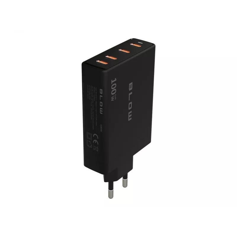 BLOW 4xUSB-C PD 100W GaN caricabatterie da parete, nero