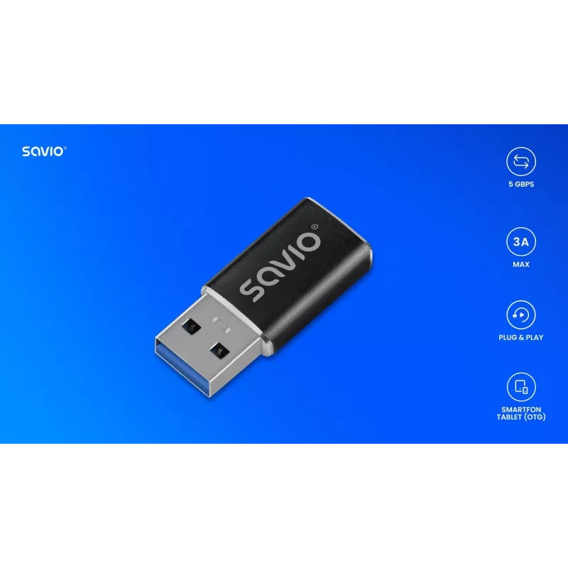 Adattatore cavo video Savio AK-81 USB Type-C USB Type-A nero
