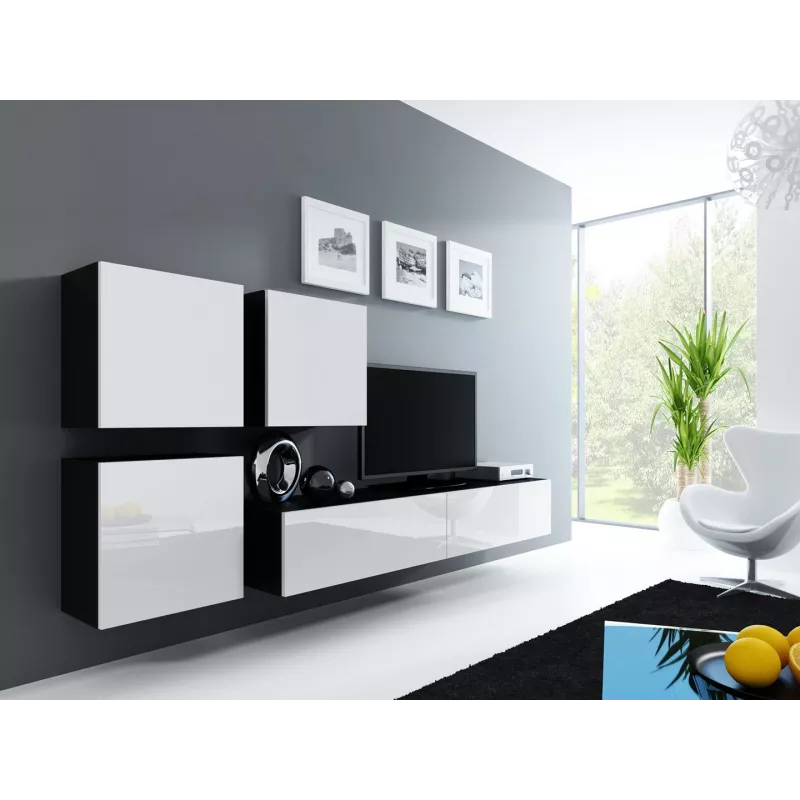 Armadietto Cama Square VIGO 50/50/30 nero/bianco lucido