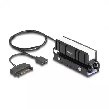 Dissipatore di calore DELOCK 18460 per SSD M.2 2280 — alluminio/rame, RGB 5V, nero
