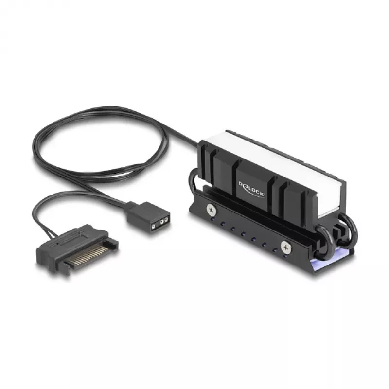 Dissipatore di calore DELOCK 18460 per SSD M.2 2280 — alluminio/rame, RGB 5V, nero