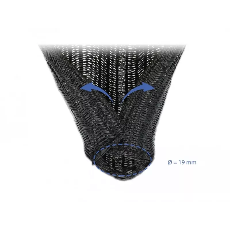 Guaina intrecciata DeLOCK 19046 10 m x 19 mm nero