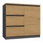 Comodino Top e Shop Topeshop 1D3S ANT/ART BA KPL — antracite e rovere, 3 cassetti, struttura in truciolare