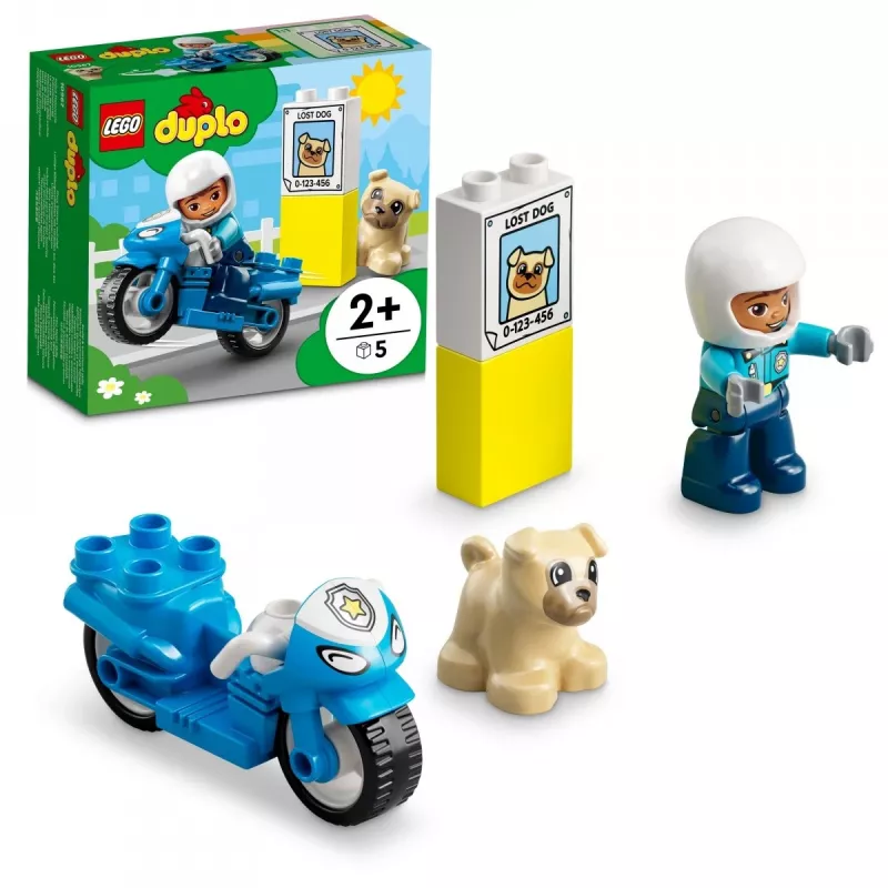 Set moto giocattolo LEGO Duplo Polizia 10967 con ruote mobili e figura di poliziotto